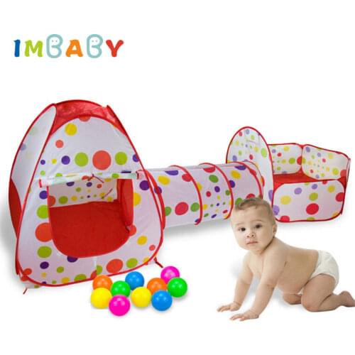 IMBABY Playpen For Children Foldable 8 Colors 3 In 1 Kid Tipi Tent & Crawling Tunnel And Baby Dry Ocean Ball Play Yard Connected