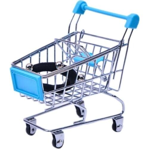 Mini Supermarket Hand Trolley Shopping Utility Cart Storage Basket Pretend Kids M68E