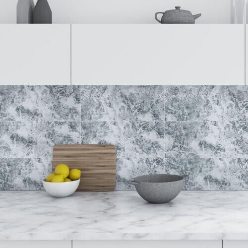 Marble Ceramic Tile Stickers Waterproof Vinyl Film Bathroom Kitchen Walls Home Decoration PVC Luxury Mural Panel Peel and Stick