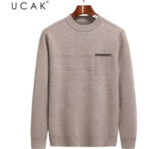UCAK Brand Classic Casual Sweaters Men Clothing O-Neck Striped Streetwear Sweater Pull Homme Autumn Winter Thick Pullover U1284