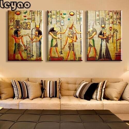 Abstract Egyptian Escape 5d Diamond Painting Kit Full Drill Square Round Diamond Painting Embroidery Art Picture Decor 3 pieces