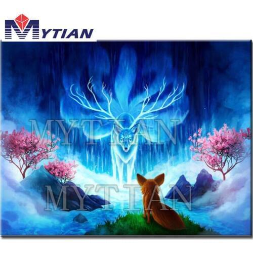 5D Diy full round&Square drill Diamond Painting Blue Light Fox wall arts Diamond embroidery Rhinestones cross stitch kit Decor