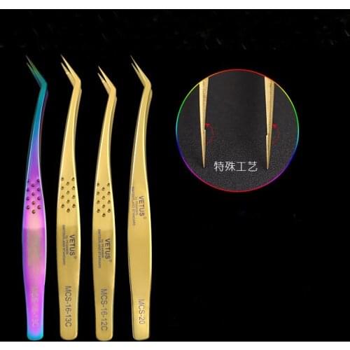 Viters Tweezers Grafting Eyelash Tweezers High Precision, High Elasticity, No Static, Colorful