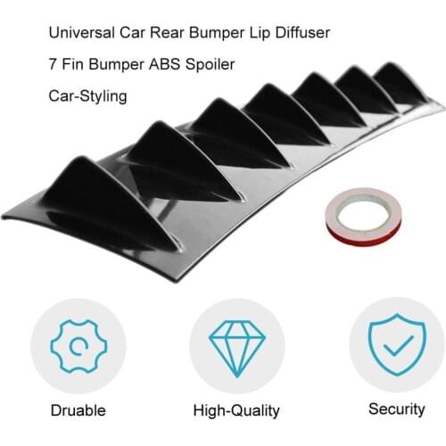 Hot Universal Car Rear Bumper Lip Diffuser 7 Fin Shark Fin Style Car Back Bumper Spoiler Lip Splitter Car-Styling ABS Plastic