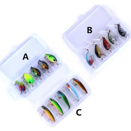 Crankbait Minnow Fishing Lure Kit 5Pcs/Set With Box Wobblers Floating Isca Carp