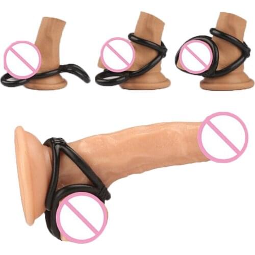 Silicone Reusable Penis Sleeve Lock Sperm Delayed Ejaculation Chastity Device Erection Sex Toy For Men Couples BDSM Bondage Gear