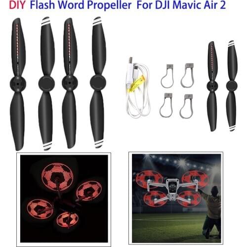 1 pair/2 pair Mavic Air 2 LED Flash Word Propeller Editable Propeller For DJI Mavic Air 2 drone Expansion Accessories