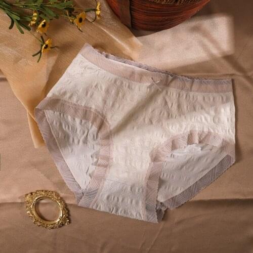 Sanderala 3pcs Lace Panties Sexy Panty Briefs Women Underwear Seamless Panties Ice Silk Mid Waist Briefs Female Breathable Brief