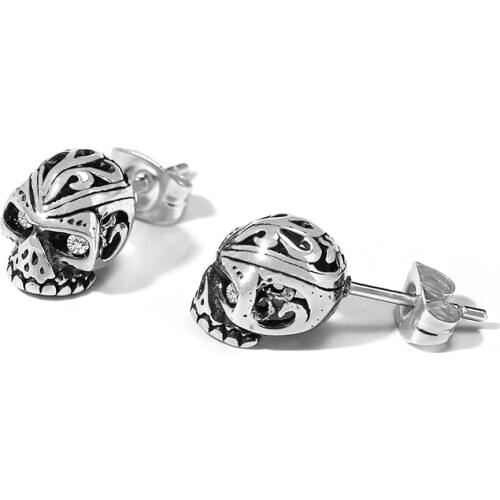 Punk style jewelry trendy men titanium steel retro style Skull earrings best selling wholesale jewelry