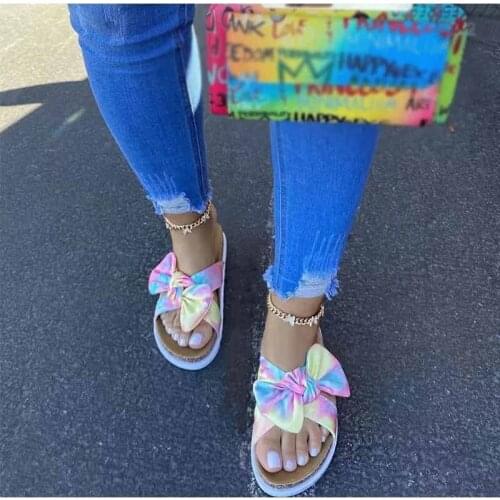 Womens Indoor Slippers Womens Bowknot Linen Linen Flip Flops Beach Shoes Sandals Slippers Claquette Femme Chaussure