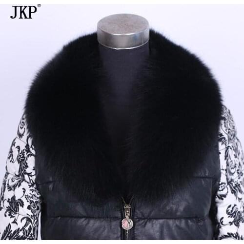 JKP Real Fox Fur Black Scarf for Women Coat Collar New Fashion Winter Soft Scarves Luxury Brand Shawl and Wraps High Quality