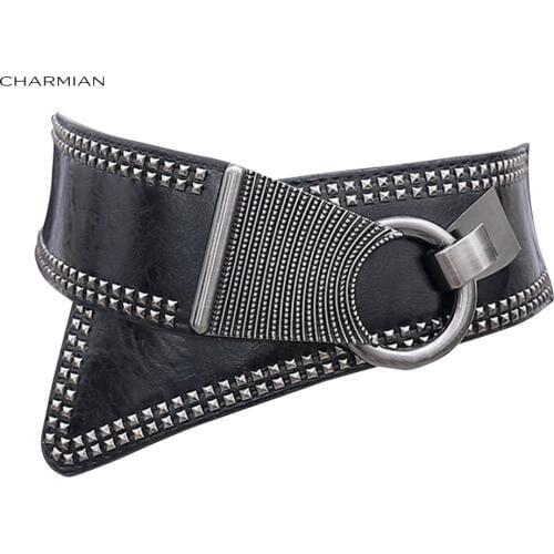 Charmian Womens Vintage Steampunk Corset Belt Fashion Gothic Rivets Waist Belt Punk Rock Clothing Costume Accessories
