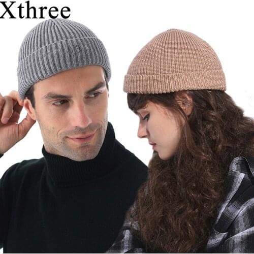 Xthree Winter Mens Skullies Beanies Knitted Hat Cap Wool Cap Male Gorras Bonnet Winter Hats For Women Girl Beanies Hats Boys