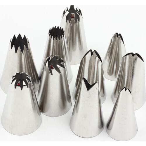 10Pcs Stainless Steel Leaves Cream Icing Piping Nozzles Rose Flower Russian Piping Nozzlese Cake Cream Decorating Pastry Tools