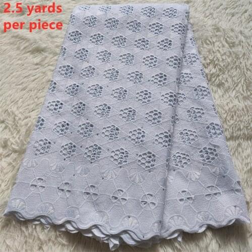 100% Cotton African Swiss Voile Dry Lace Fabric 2.5 Yards High Quality Borer Embroidery Nigerian Asoebi Lace Fabric HZ1120