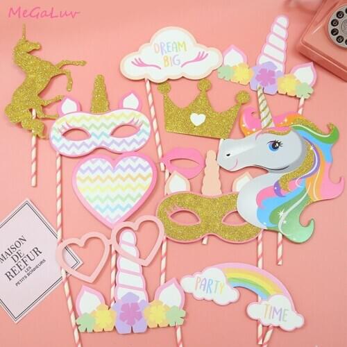 12pcs/set Unicorn Birthday Party Decoration Kids Birthday Unicornio Photo Props Party Supplies Boy Girl Baby Shower Decor