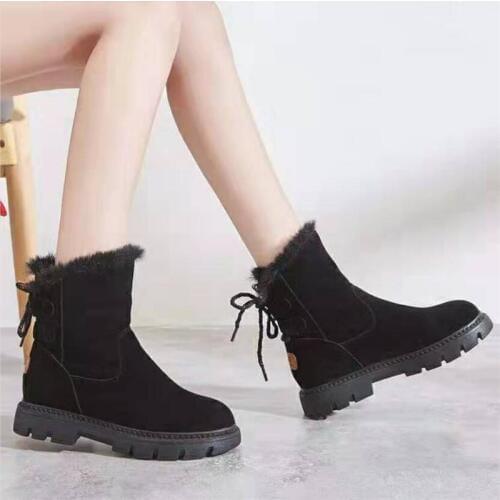 2020 Winter Vogue Women Warm Shoes Soft Sole Thick Plush Snow Boots Anti skid Back Lace-up Plush thickened winter cotton shoes