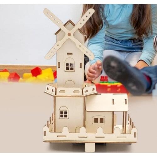 3D Dutch Windmill Model Material Package Student DIY Architectural Style Toys Children Handmade Props Windmills Puzzle Toy