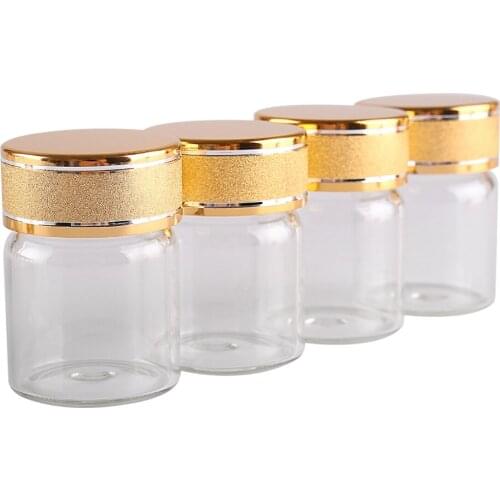 5pcs 15ml 30*40mm Mini Glass Bottles with Golden Frosted Caps Potion Bottles Glass Vessels Perfume Bottles DIY Craft