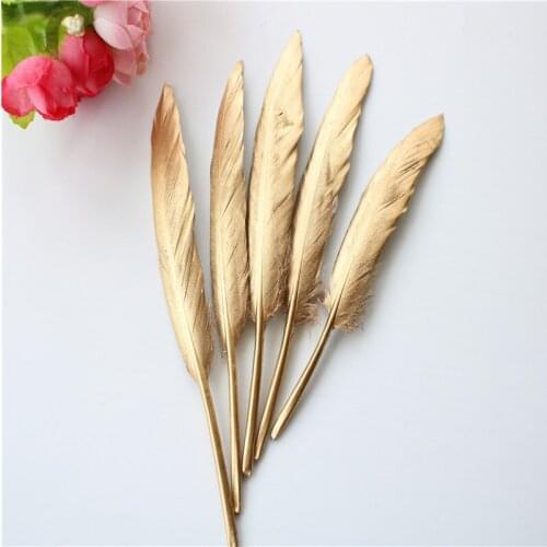 50pcs Gold Silver Color Goose/Duck Feathers DIY Crafts Jewelry Accessories wedding Decoration Plumes diy Silver Gold feather