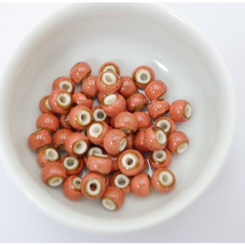 6# 100pcs Jingdezhen Ceramic Beads Handmade Round Procelain Bead For Jewelry Making 6mm Beads #A515B
