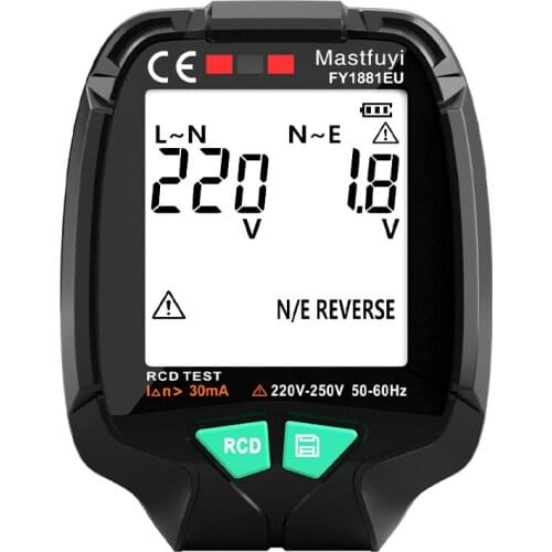 Digital Smart Socket Tester Voltage Test Socket Detector US/UK/EU Plug ENull Line Phase Check Rcd test Data storage