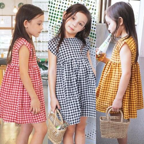 2021 New Arrival Summer Dress Plaid Kids Clothes Girls Casual Dresses Cute Princess Dress Children Dresses Vestidos De Verano