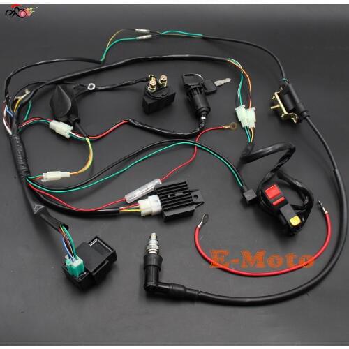 ELECTRIC WIRE WIRING HARNESS CDI COIL Relay Spark Plug Kill Switch ASSEMBLY FOR 50cc 70cc 90cc 110cc 125cc ATV QUAD BUGGY