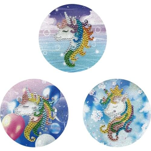 3pcs Backpack Clothing Velcro 5D DIY Unicorn Diamond Painting Epaulette Badge Special-shaped Rhinestone Embroidery Sticker