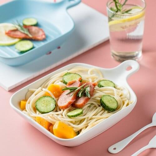 Nordic Multicolor Ceramic Plate Spaghetti Dessert Plate Baking Tools Restaurant Household Tableware Salad Bowls