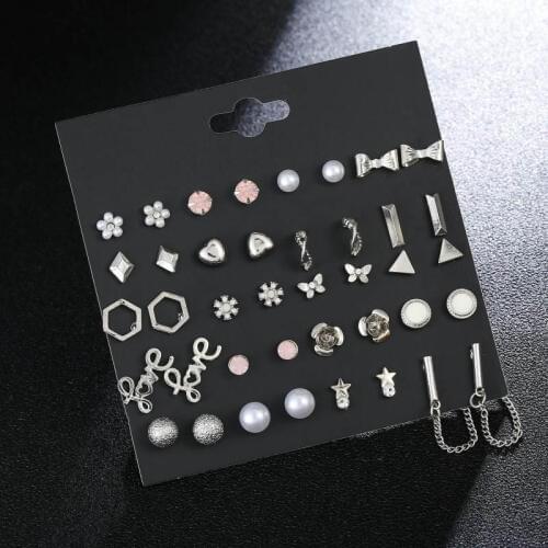 Classic Fashion Kids Children Stud Earring Jewelry Korean Crystal Pearl Earring Set Brincos Earing Wholesale Brinco