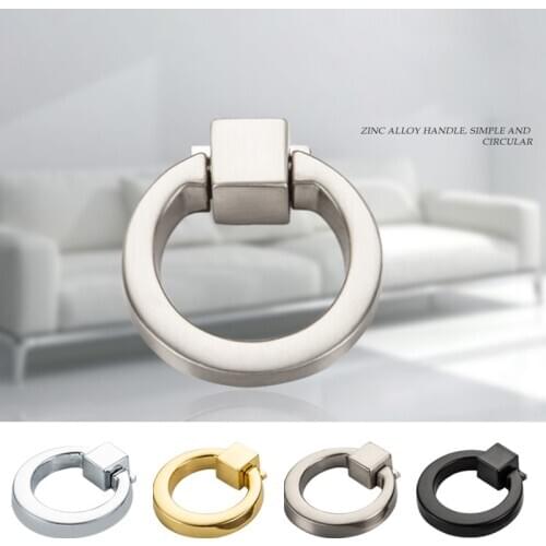 Round Door Ring Furniture Hardware Drawer Cabinet Pull Handle Door Rings Modern Kitchen Closet Handle Knobs with Screws