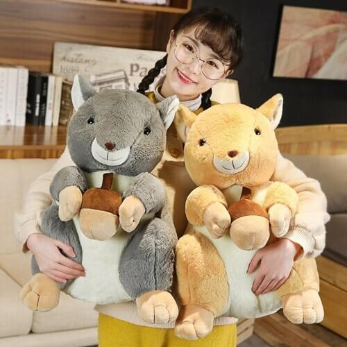 KUY New Kawaii Squirrel Doll Plush Animal Stuffed Dolls Soft Squirrel Plush Toys Cute Mouse Soft Dolls for Kids Birthday Gift