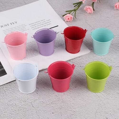 1:6 1:12 Scale Mini Candy Metal Buckets Decoration Miniature Toy Doll Food Kitchen Living Room Accessories for Dollhouse