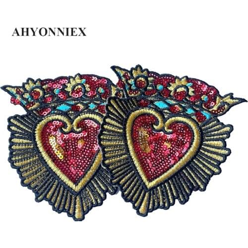 3PCS/lot Fire Heart Patches Clothing Embroidery Iron On Applique Fashion For Bags Dress Clothes Cheap Stickers for Clothes