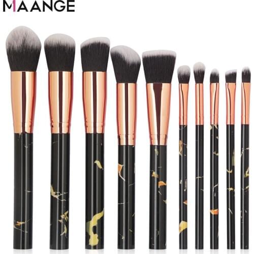 MAANGE 10/15 Pcs Professional Makeup Brushes Set Marble Face Powder Foundation Eyeshadow Concealer Make Up Brushes Beauty Tools