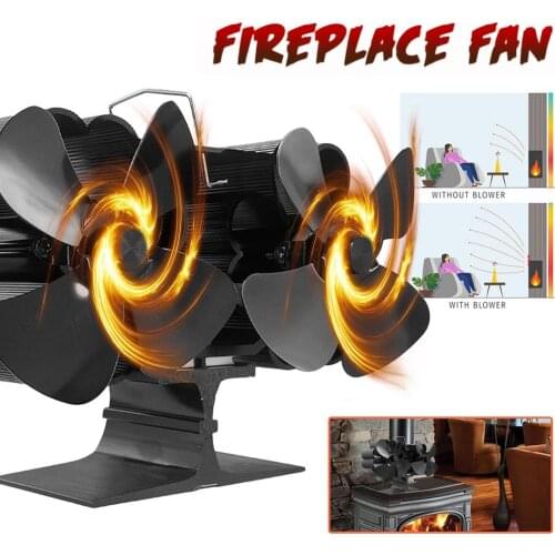 New Dual Head 8 Blades Fireplace Fan Powered Stove Fan Wood Burner Ecofan Quiet Home Fireplace Fan Heat Distribution