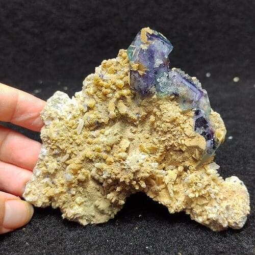 165.8gNatural purple blue fluorite and mica crystal mineral specimens, healing energy and home decoration