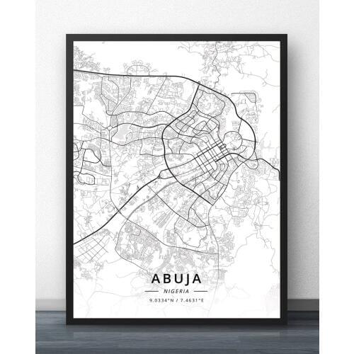 Abuja Lagos Niamey Niger Map Poster