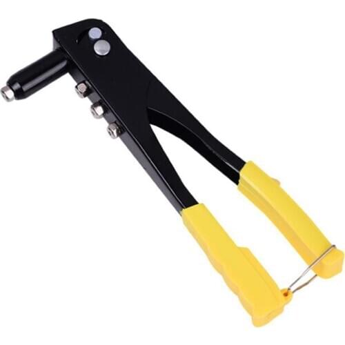 10 Inch Single Hand Manual Rivet Gun Kit with 4 Interchangeable Nozzles 2.4, 3.2, 4.0, 4.8mm, 4 in 1 Hand Riveter Gun