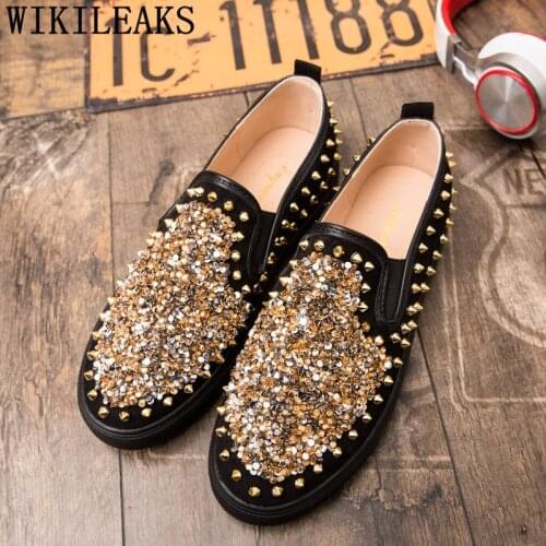 Loafers Suede Shoes Men Glitter Hip Hop Shoes Black Luxury Shoes Fashion Zapatillas Hombre Casual Sepatu Slip On Pria Ayakkabi