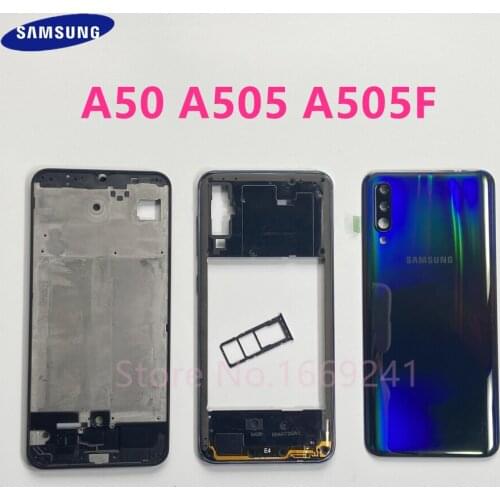 For SAMSUNG Galaxy A50 A505 A505F Back Battery Cover Door Front Panel Middle Frame Rear Case Full Complete Housing Peplacement