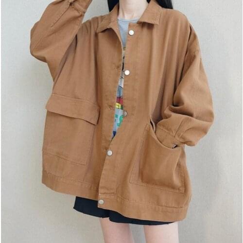 2021 New Coat Large Size Loose Spring Autumn Female Coat Retro Street Korean Style Wild Casual Couple Jacket Tide JacketsYM131