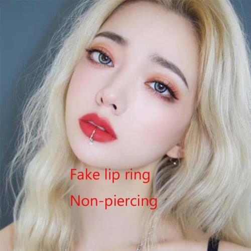 1PC Fake Lip Piercing Labret Lip Ring Clip on The Lip Fake Septum Piercing Lip Puncture Body Decoration Y2k Jewelry Punk Style