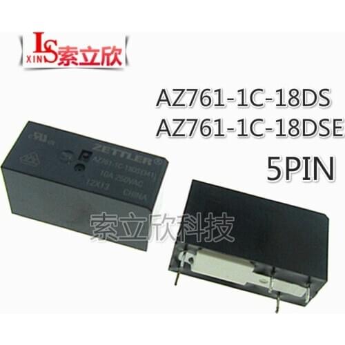 10pcs/lot NEW relay AZ761-1C-18DS AZ761-1C-18DSE AZ761 1C 18DSE AZ7611C18DS High quality 10A 18VDC 5PIN