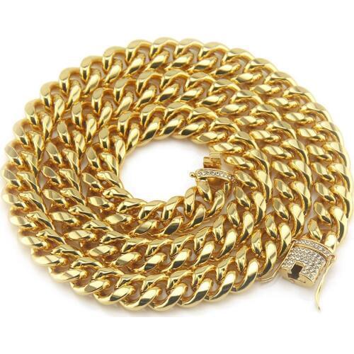 14mm Iced out Cuban Chain Bracelet Necklace Mens HipHop Jewelry Alloy Material crystal Clasp Cuban Link Chain Necklace for women