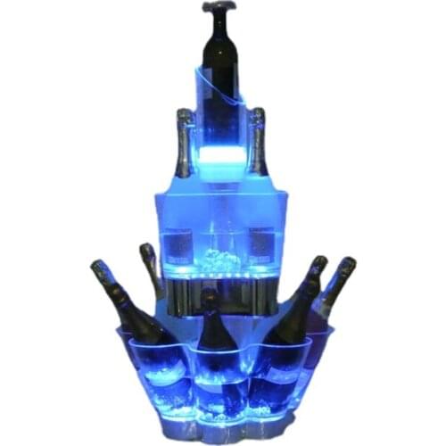 2021 Party Decoration Acrylic Plastic Rechargeable Beer Wine Champagne Light Up Led Ice Bucket Cooler