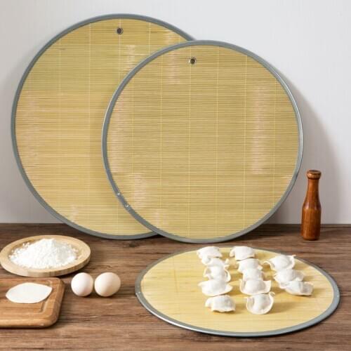 Bamboo Round Dumplings Pad Household Dumpling Placement Plate Green Bamboo Dumpling Cover Curtain Anti-Sticking Dumpling Tray