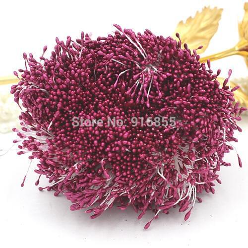 Free shipping 1mm 1800pcs Rose Purple Double pearl Heads Artificial Flower Stamen Sugarcraft Card DIY Craft Cake Decoration