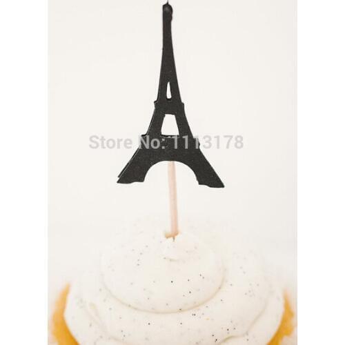 Glitter Paris Eiffel Tower Parisian Cupcake Toppers food Picks baby bridal shower birthday wedding Bachelorette Party Decor